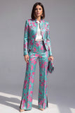 Trajes de mujer florales ajustados de dos piezas, verde polvoriento, abierto