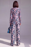 Trajes de mujer florales ajustados de dos piezas, verde polvoriento, abierto