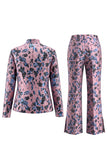 Trajes de mujer florales ajustados de dos piezas, verde polvoriento, abierto