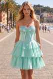Vestido de bienvenida a casa de capas de corsé A-Line A-Line Sweetheart