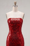 Vestido de bienvenida a casa con bodycon dorado sin tirantes y brillante