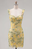 Vestido de Homecon Bodycon Sweetheart bordado con lentejuelas amarillas