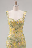 Vestido de Homecon Bodycon Sweetheart bordado con lentejuelas amarillas