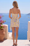 Bodycon un solo hombro Vestido floral amarillo claro con banda