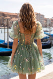 Corsé azul de cuello cuadrado con vestido floral de bienvenida a casa, con encaje en la espalda