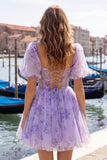 Corsé azul de cuello cuadrado con vestido floral de bienvenida a casa, con encaje en la espalda