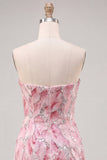 Vestido corto de bienvenida de bienvenida rosa bodycon sin tirantes