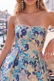 Vestido de bienvenida a casa Sweetheart Pink Flower Jacquard Pearls con lazo