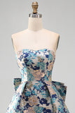 Vestido de bienvenida a casa Sweetheart Pink Flower Jacquard Pearls con lazo