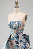 Vestido de bienvenida a casa Sweetheart Pink Flower Jacquard Pearls con lazo