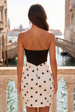 Vestido de bienvenida a casa, corsé bodycon corsé en blanco y negro, con lazo,