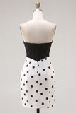 Vestido de bienvenida a casa, corsé bodycon corsé en blanco y negro, con lazo,