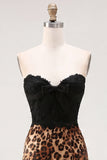 Vestido corto de bienvenida a casa Black and Leopard Bodycon Sweetheart