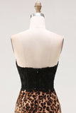 Vestido corto de bienvenida a casa Black and Leopard Bodycon Sweetheart