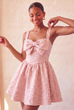 Vestido de bienvenida con lazo en la espalda Jacquard A-Line Yellow Floral Lace Up