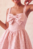 Vestido de bienvenida con lazo en la espalda Jacquard A-Line Yellow Floral Lace Up
