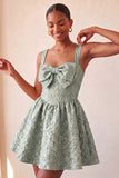 Vestido de bienvenida con lazo en la espalda Jacquard A-Line Yellow Floral Lace Up