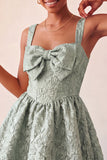 Vestido de bienvenida con lazo en la espalda Jacquard A-Line Yellow Floral Lace Up