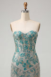 Corsé azul Lake Sweetheart Jacquard se pone el vestido de bienvenida con flecos