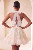 Vestido de bienvenida a casa con cordón transparente amarillo claro con volantes con volantes