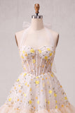 Vestido de bienvenida a casa con cordón transparente amarillo claro con volantes con volantes