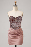 Sweetheart Champagne Lutins Bodycon Bodycon Mini Vestido de Bienvenida a Casa