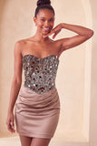 Sweetheart Champagne Lutins Bodycon Bodycon Mini Vestido de Bienvenida a Casa