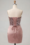 Sweetheart Champagne Lutins Bodycon Bodycon Mini Vestido de Bienvenida a Casa