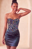 Sweetheart Champagne Lutins Bodycon Bodycon Mini Vestido de Bienvenida a Casa