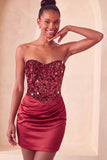 Sweetheart Champagne Lutins Bodycon Bodycon Mini Vestido de Bienvenida a Casa