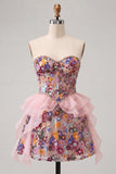 Corsé A-Line Línea Salvia Vestido corto de bienvenida con lentejuelas