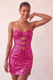 Vestido de bienvenida con lentejuelas brillantes de fucsia fucsia Bodycon