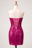 Vestido de bienvenida con lentejuelas brillantes de fucsia fucsia Bodycon