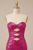 Vestido de bienvenida con lentejuelas brillantes de fucsia fucsia Bodycon