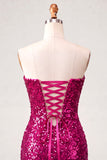 Vestido de bienvenida con lentejuelas brillantes de fucsia fucsia Bodycon