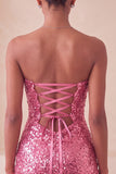 Vestido de bienvenida con lentejuelas brillantes de fucsia fucsia Bodycon