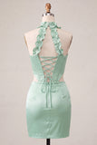 Corsé Bodycon Bodycon Verde Menta Vestido Corto de Bienvenida con abertura y abertura