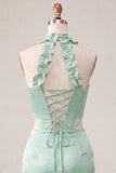 Corsé Bodycon Bodycon Verde Menta Vestido Corto de Bienvenida con abertura y abertura