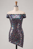 Vestido de Homecoming con body con champán brillante y con lentejuelas