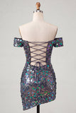 Vestido de Homecoming con body con champán brillante y con lentejuelas
