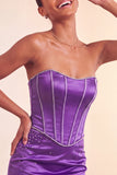 Vestido corto de bienvenida azul con cuentas y volantes Bodycon Lake Blue Bodycon Sin tirantes