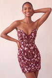 Vestido de bienvenida a casa con lentejuelas bodycon corazón rosa y encaje en la espalda