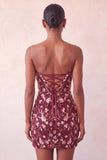 Vestido de bienvenida a casa con lentejuelas bodycon corazón rosa y encaje en la espalda