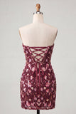 Vestido de bienvenida a casa con lentejuelas bodycon corazón rosa y encaje en la espalda