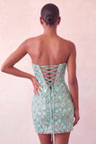 Vestido de bienvenida a casa con lentejuelas bodycon corazón rosa y encaje en la espalda