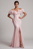 Sirena azul claro con volantes descubierto, vestido largo de madre de la novia con hombros
