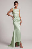Vestido largo de madre de la novia azul celeste con lentejuelas de sirena