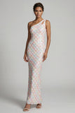 Vestido largo de madre de la novia sirena de un hombro de un solo hombro