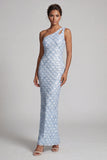Vestido largo de madre de la novia sirena de un hombro de un solo hombro