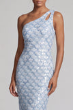 Vestido largo de madre de la novia sirena de un hombro de un solo hombro